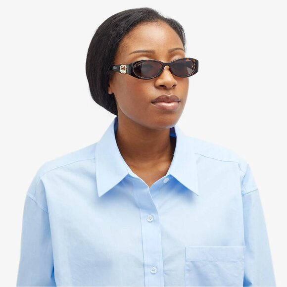 Gucci Women Black Grey Oval BRAND NEW Sunglasses GG1660S 001